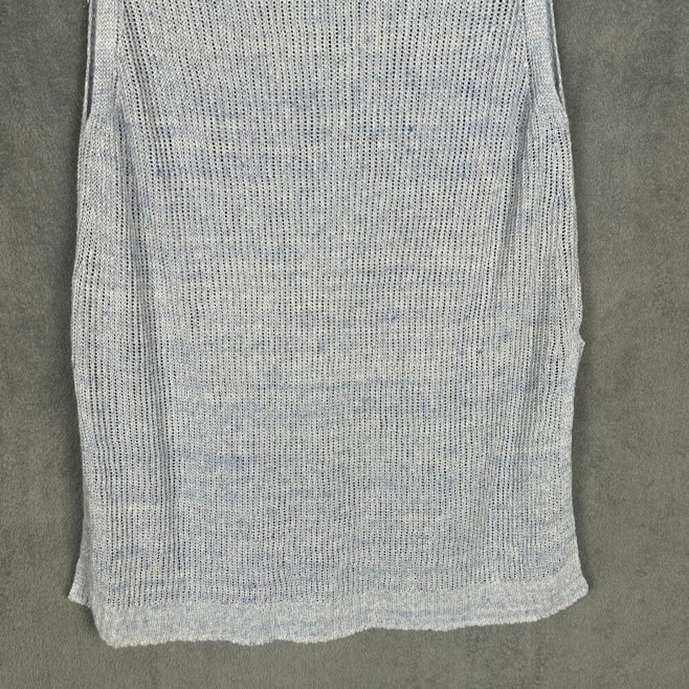 Eileen Fisher Sweater Womens Medium Blue Linen Sleeveless Luxury Resort Preppy - Picture 6 of 12